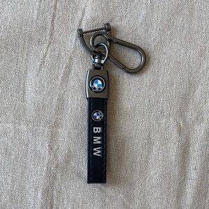 Luxury Leather Keychain for BMW, Metal Key Ring Hook
